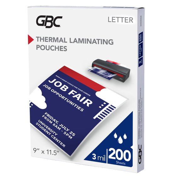 GBC Thermal Laminating Pouches - Letter Size, 3 mil, 200 Pouches Per Pack, 6 Packs (1200 Total)