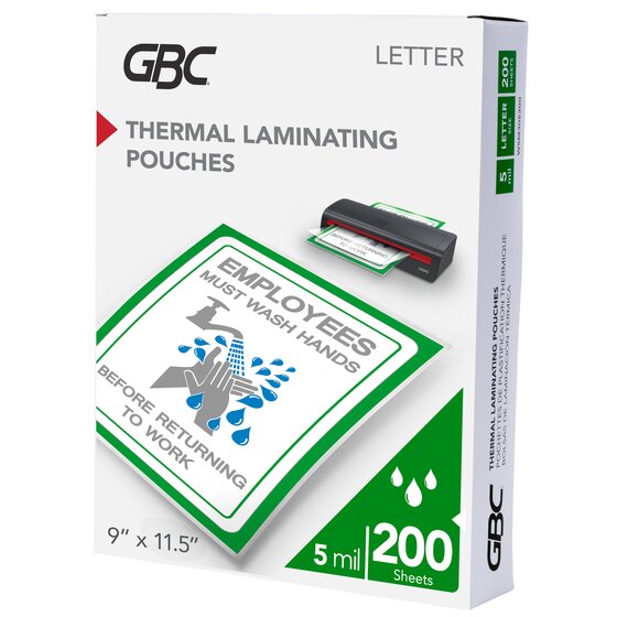 GBC Thermal Laminating Pouches - Letter Size, 5 mil, 200 Pouches Per Pack, 6 Packs (1200 Total)