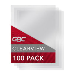 GBC Clear View Binding Presentation Covers, Unpunched, Clear, 8.5" x 11" (100 Pack)
