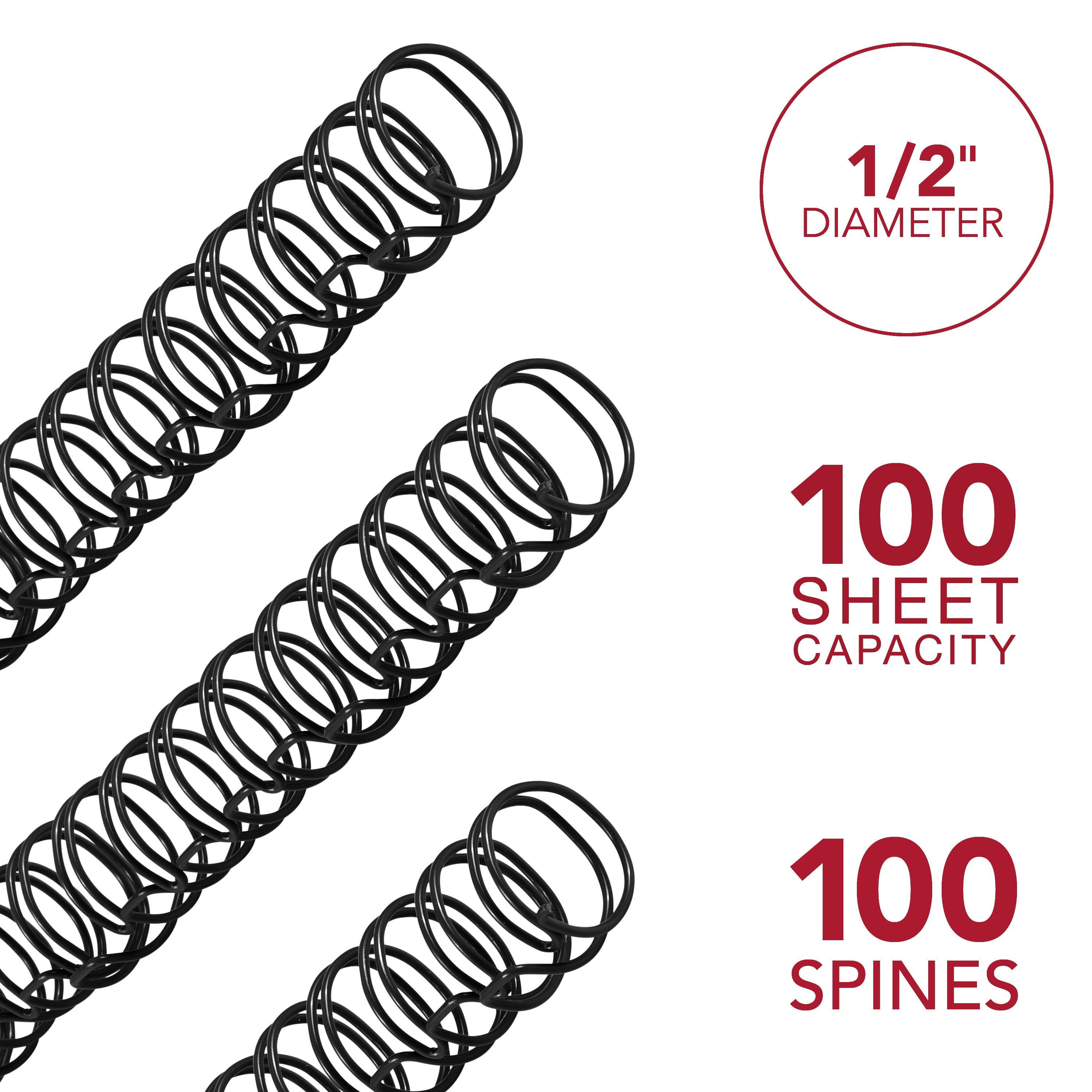 GBC WireBind 1/2" Twin Loop Binding Spines (100 Pack)