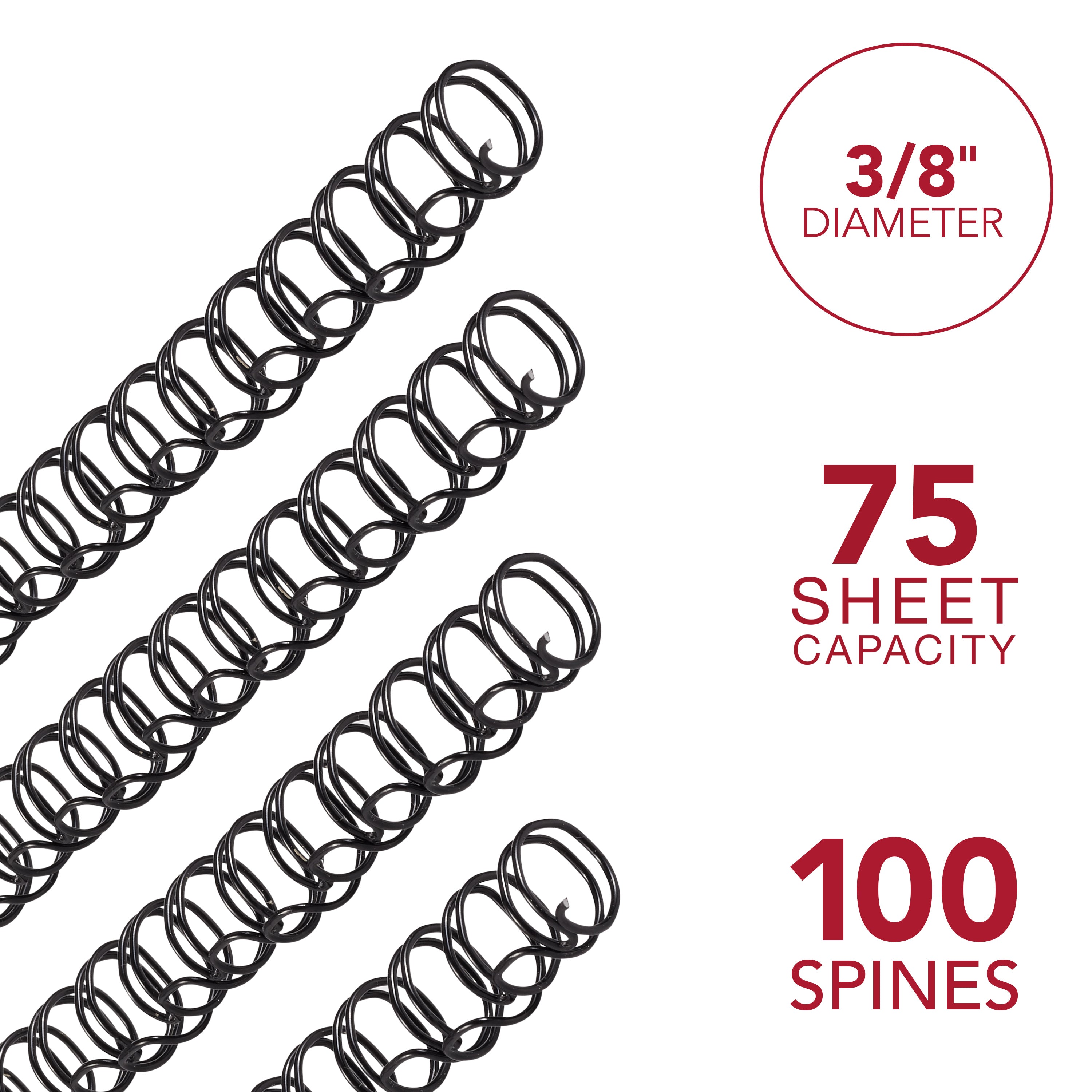GBC WireBind 3/8" Twin Loop Binding Spines (100 Pack)