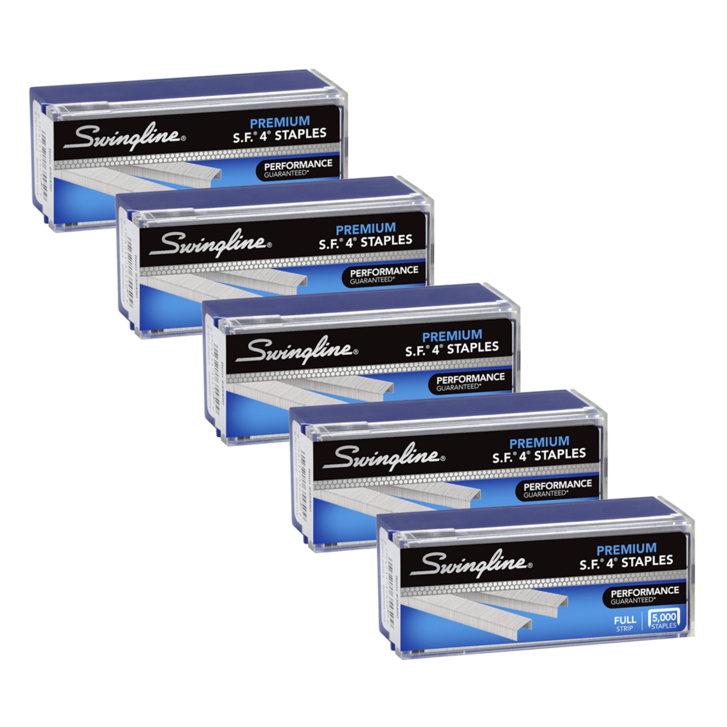 Swingline® S.F.® 4® Premium Staples, 1/4" Length, 210 Per Strip, 5,000/Box, 5 Pack