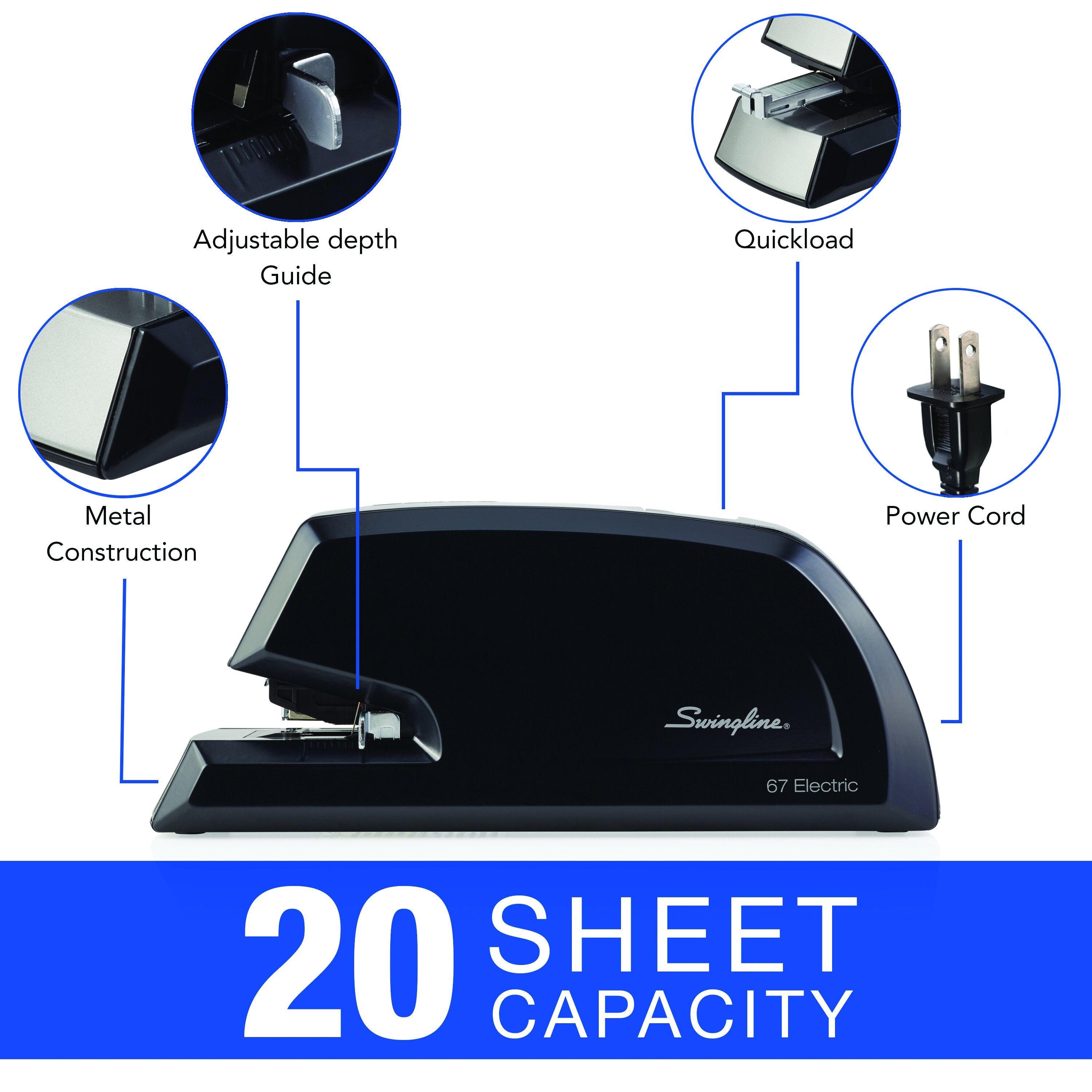 Swingline® Commercial Electric Stapler, Model 20B, Black