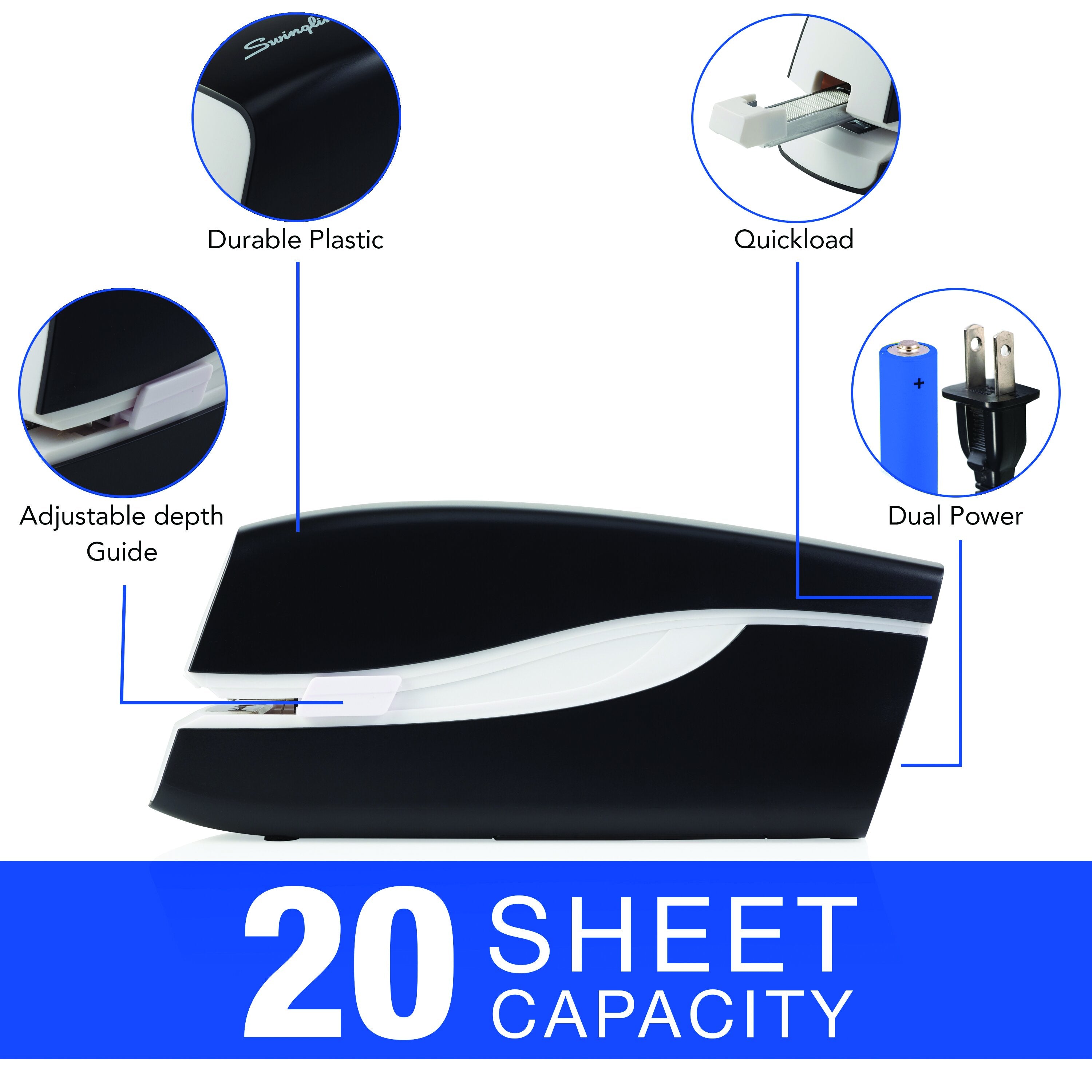 Swingline® Portable Electric Stapler, Model 20S, Black