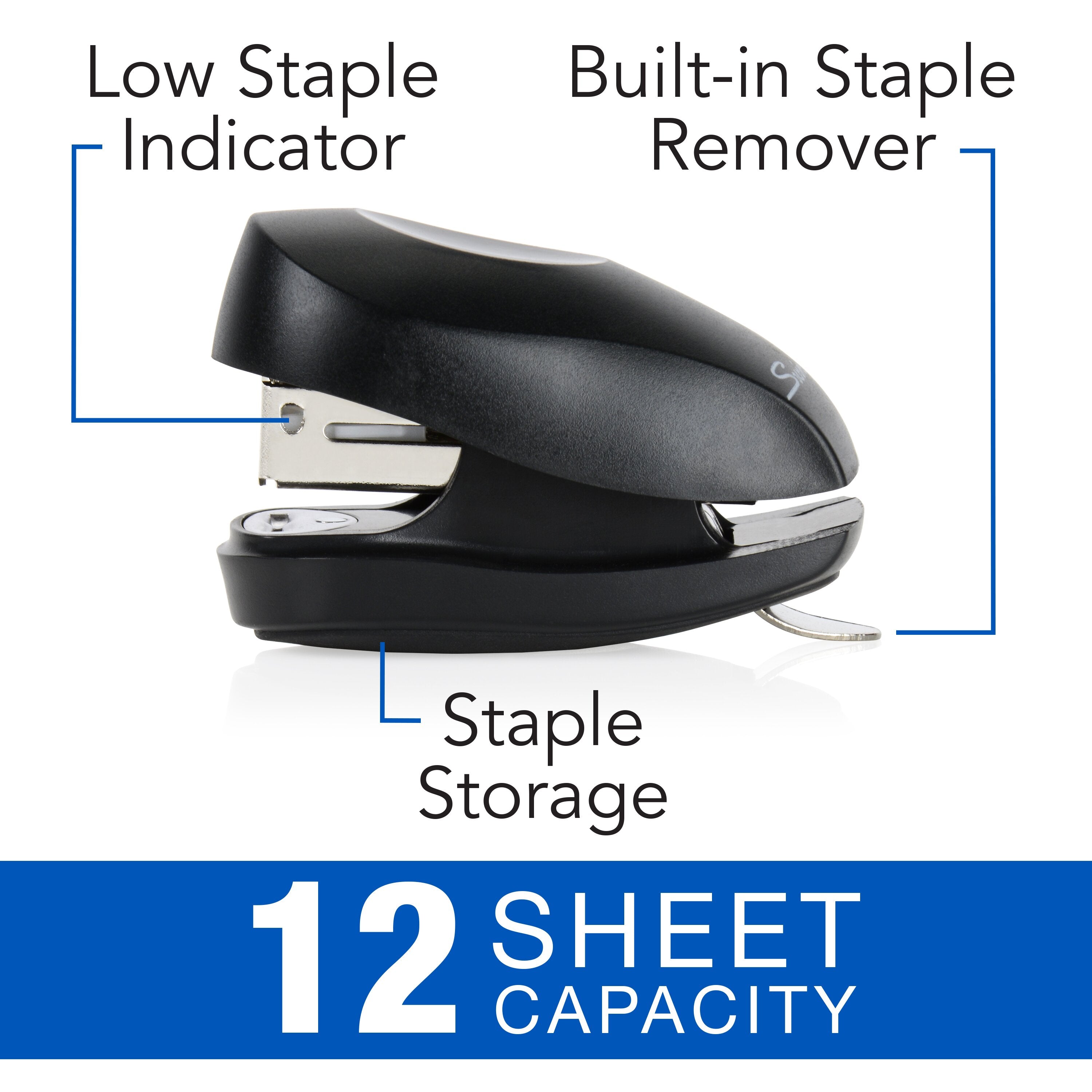 Swingline® Tot® Stapler, Built-in Staple Remover, 12 Sheets, Black