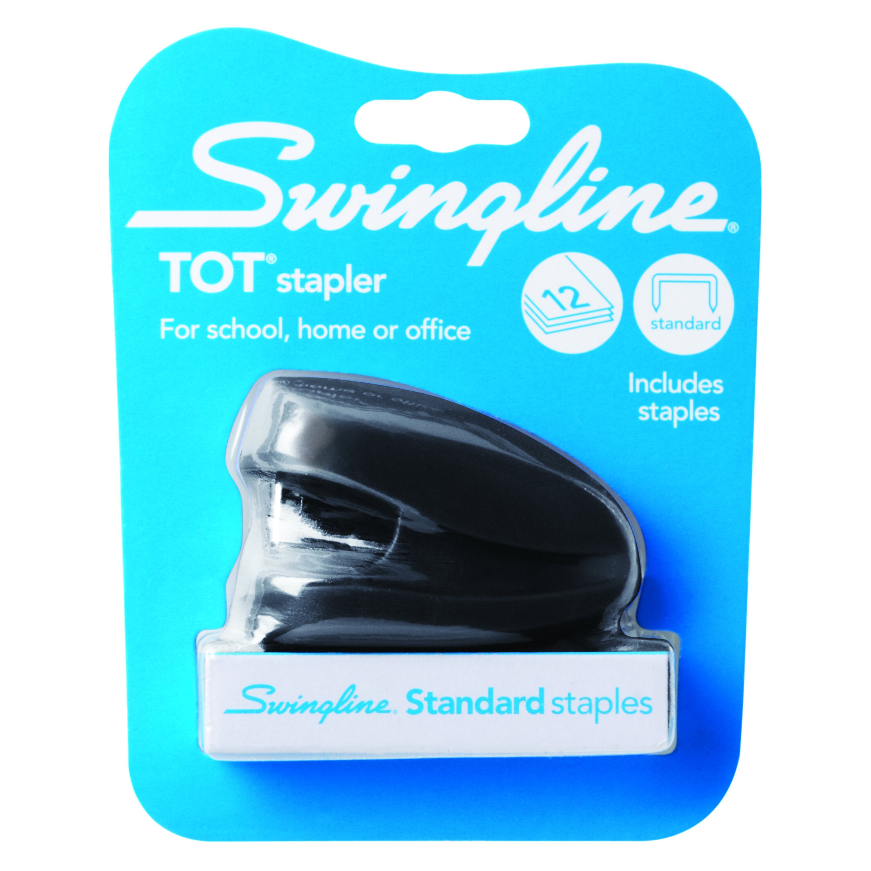 Swingline® Tot® Stapler, Built-in Staple Remover, 12 Sheets, Black