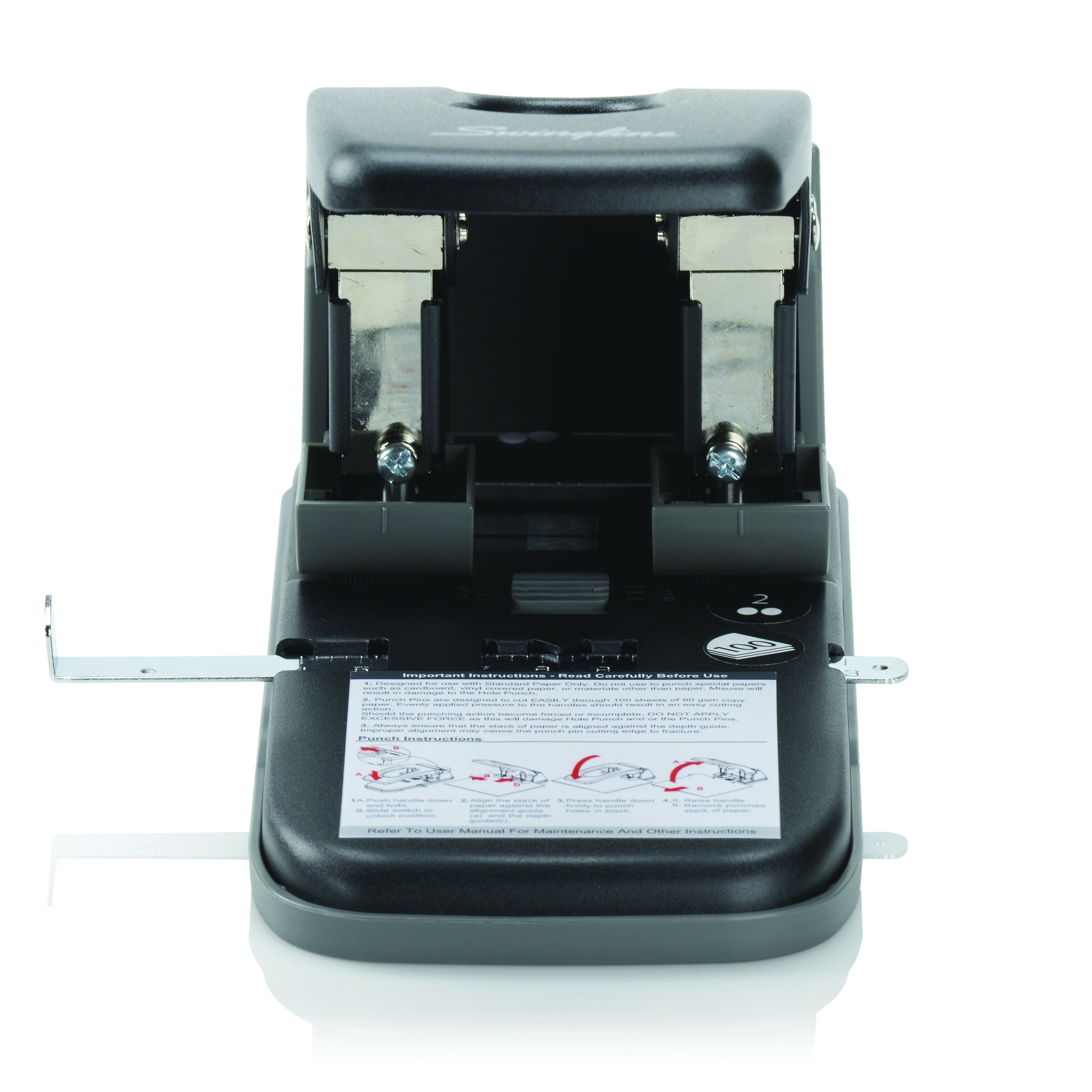 Swingline® High Capacity 2-Hole Punch, Fixed Centers, 100 Sheets - Model: SC-200FH-P100