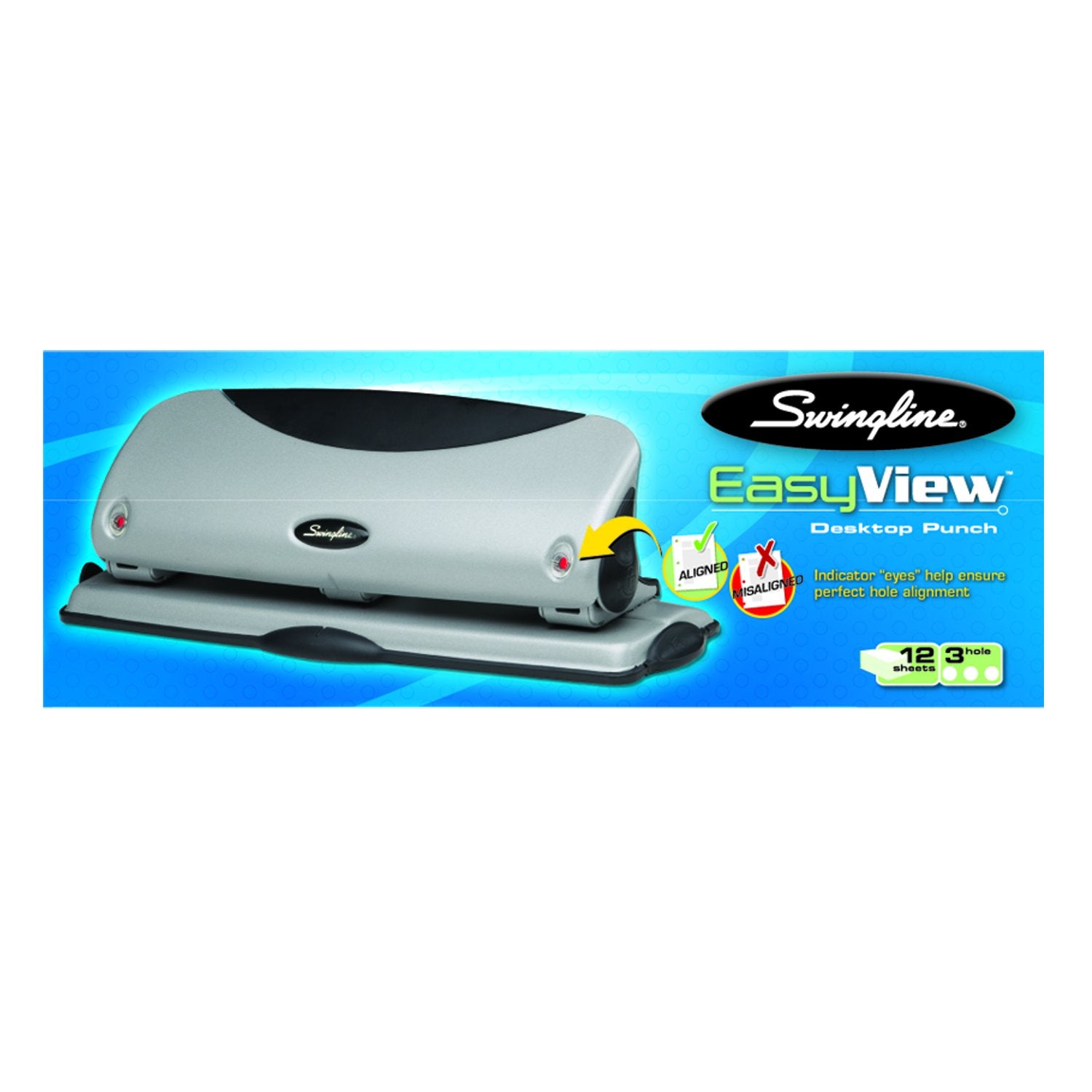Swingline® EasyView® Desktop Punch, 3-Hole, 12-Sheet Capacity
