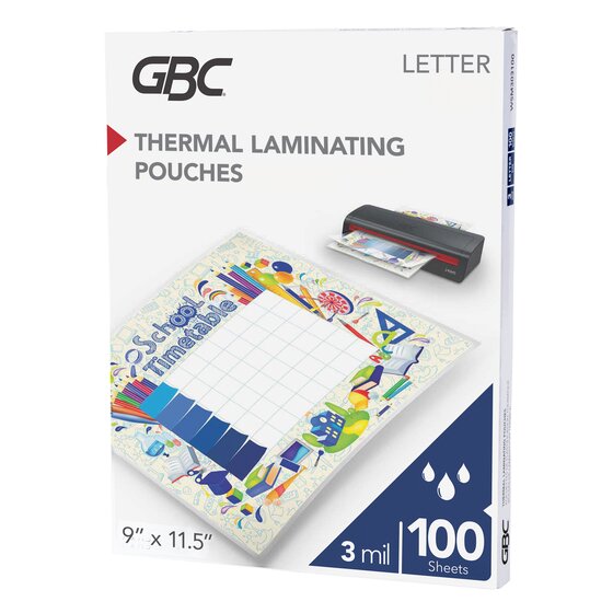 GBC Thermal Laminating Pouches - Letter Size, 3 mil, 100 Pouches Per Pack, 12 Packs (1200 Total)