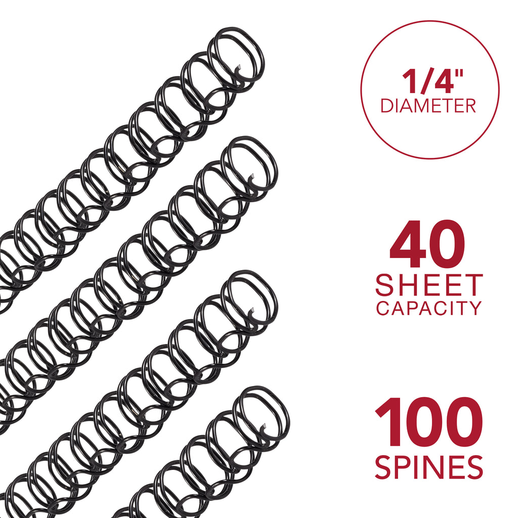 GBC WireBind 1/4" Twin Loop Binding Spines (100 Pack)