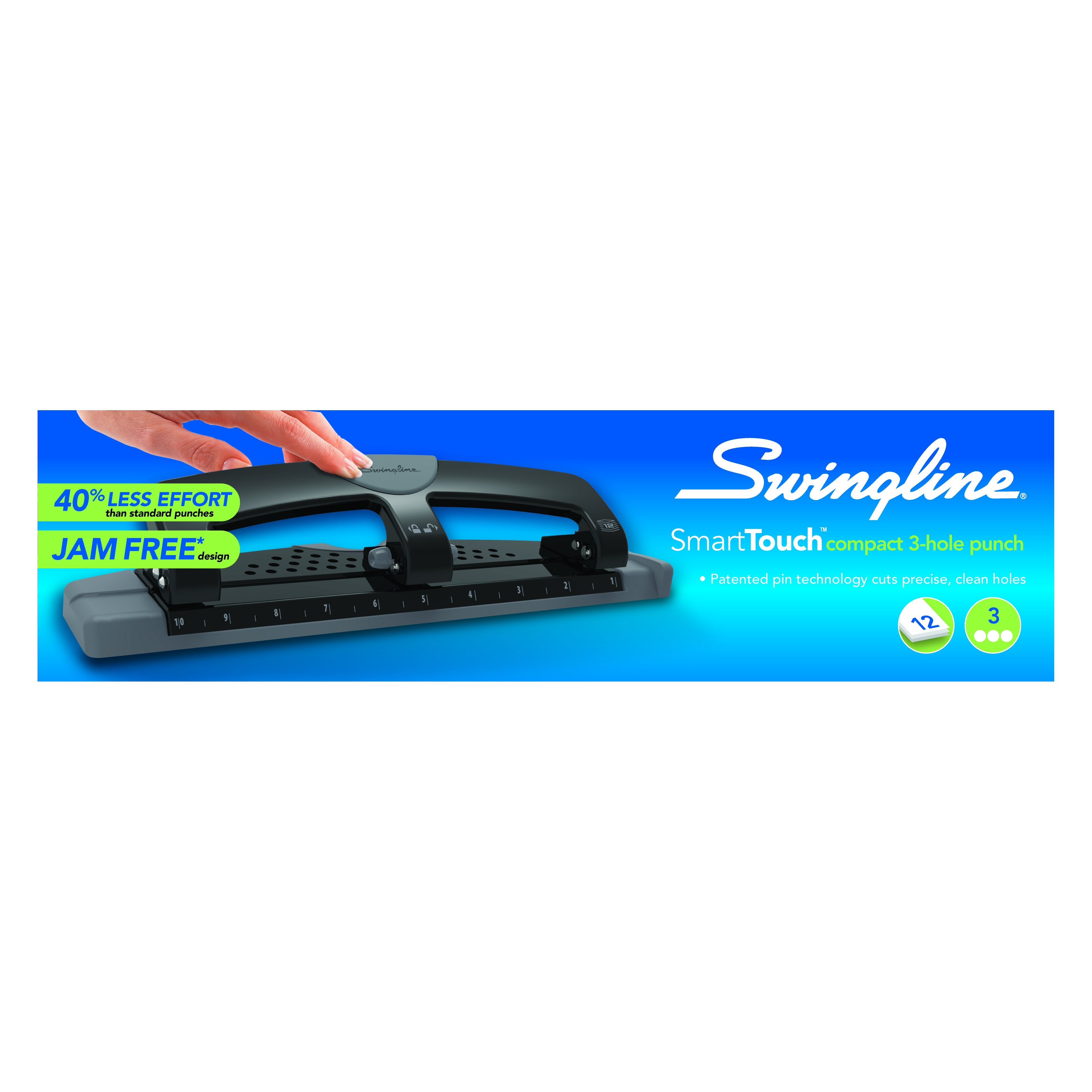Swingline® SmartTouch™ 3-Hole Punch, Model ST-12, Office Tool