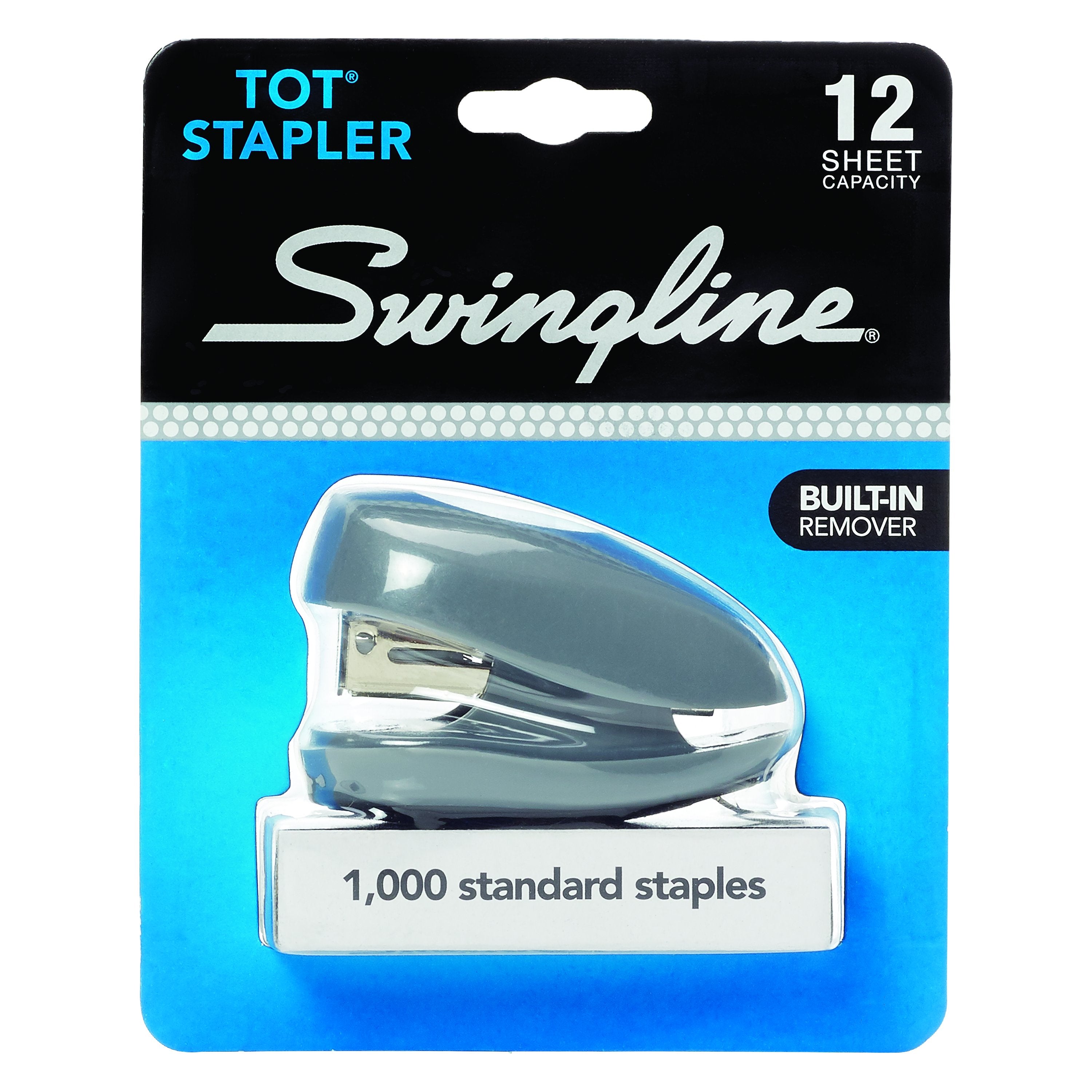 Swingline® Tot® Stapler - 12-Sheet Capacity, Built-in Staple Remover, Assorted Colors