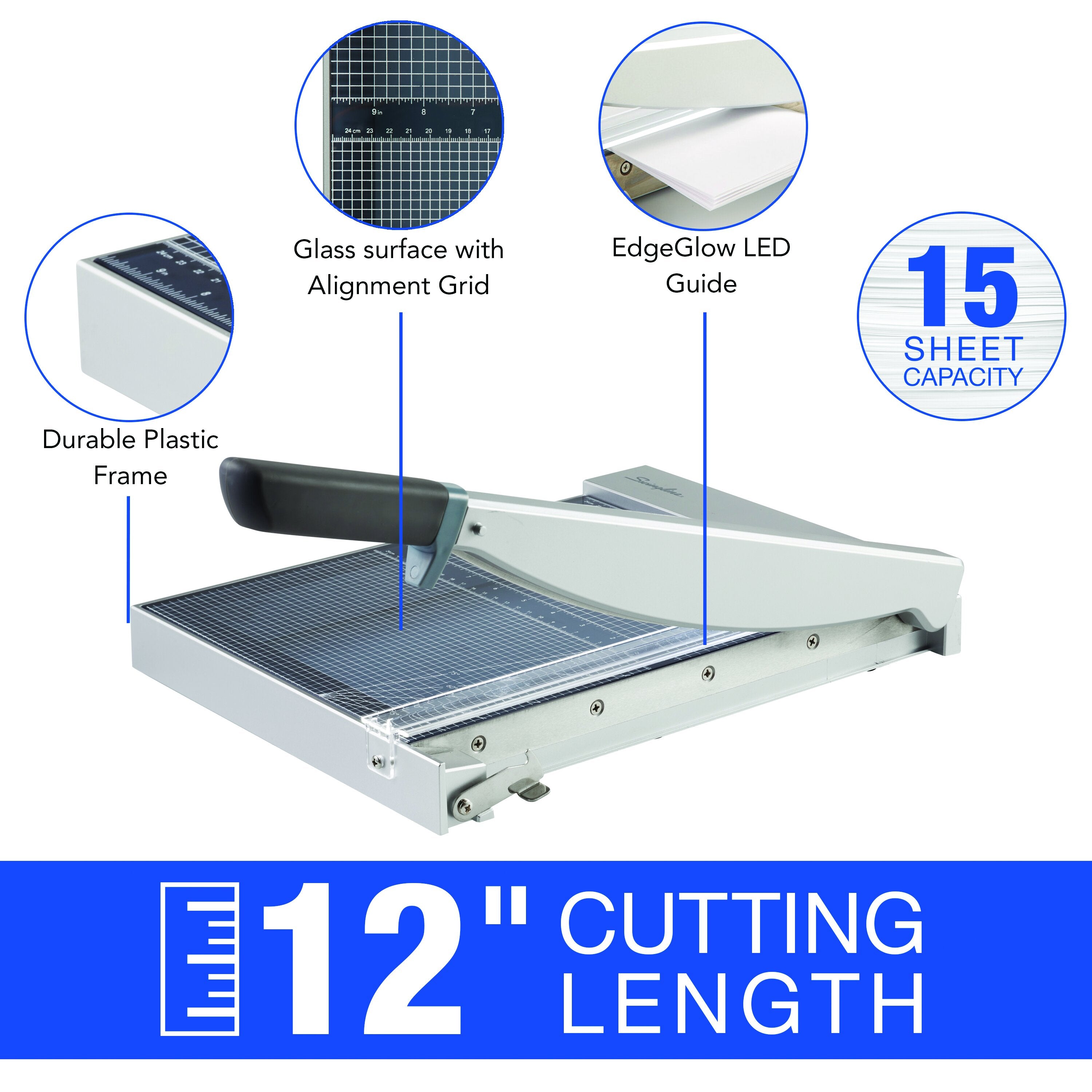 Swingline® ClassicCut® 1215G EdgeGlow Glass Guillotine Trimmer