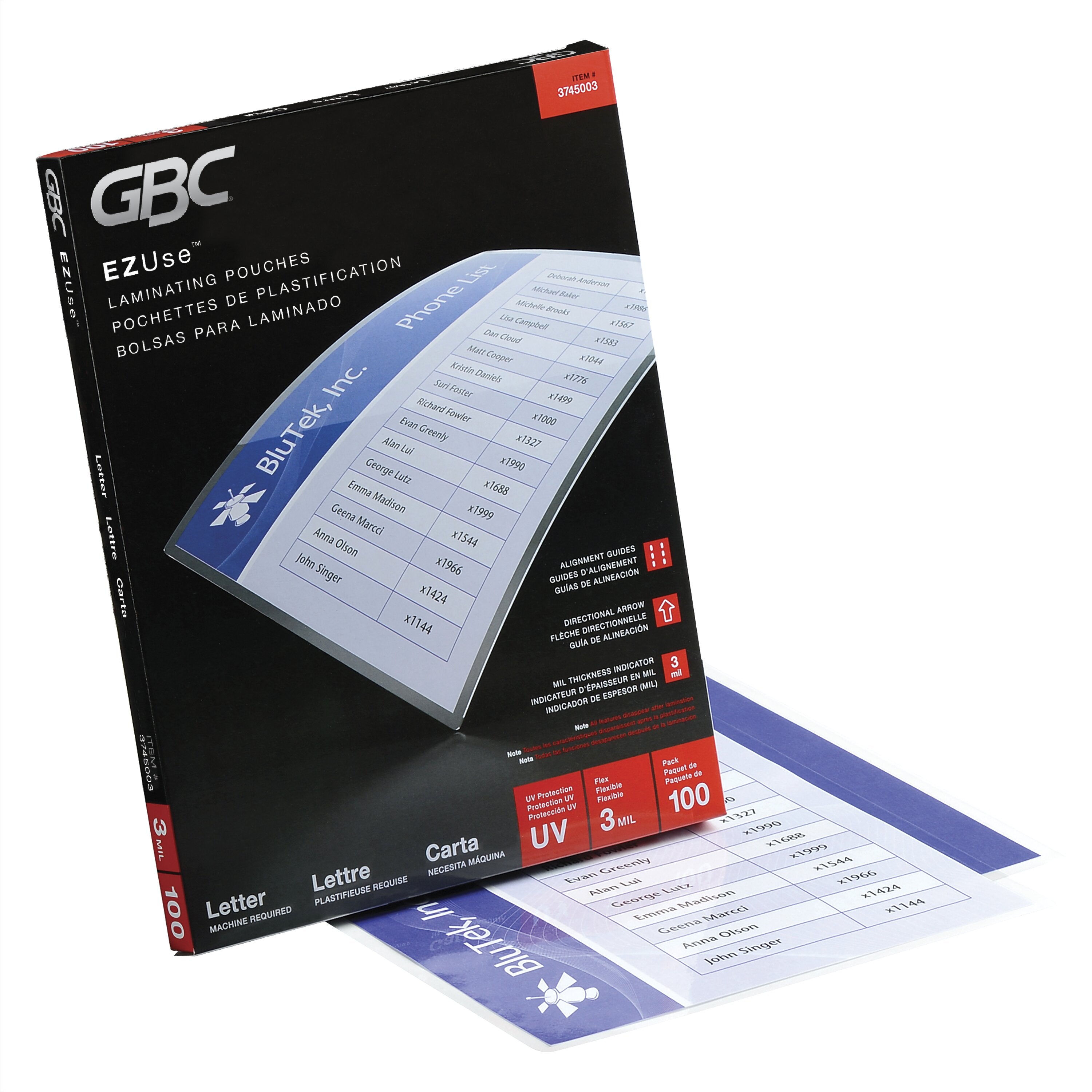 GBC EZUse Thermal Laminating Pouches - Letter Size, 3 mil, 100 Pack