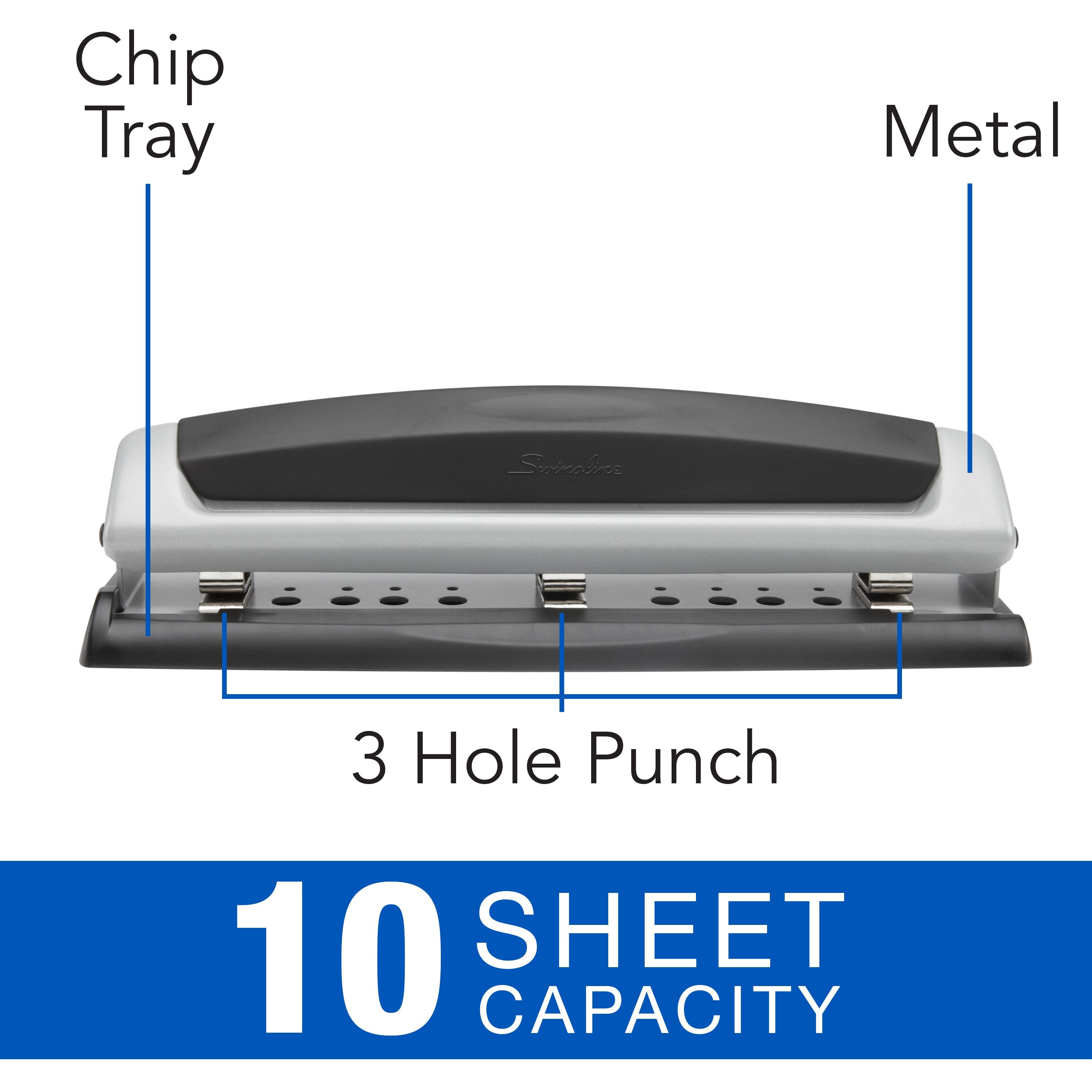 Swingline® Precision Pro® Desktop Punch, 2-3 Hole, Adjustable Centers, 10 Sheets