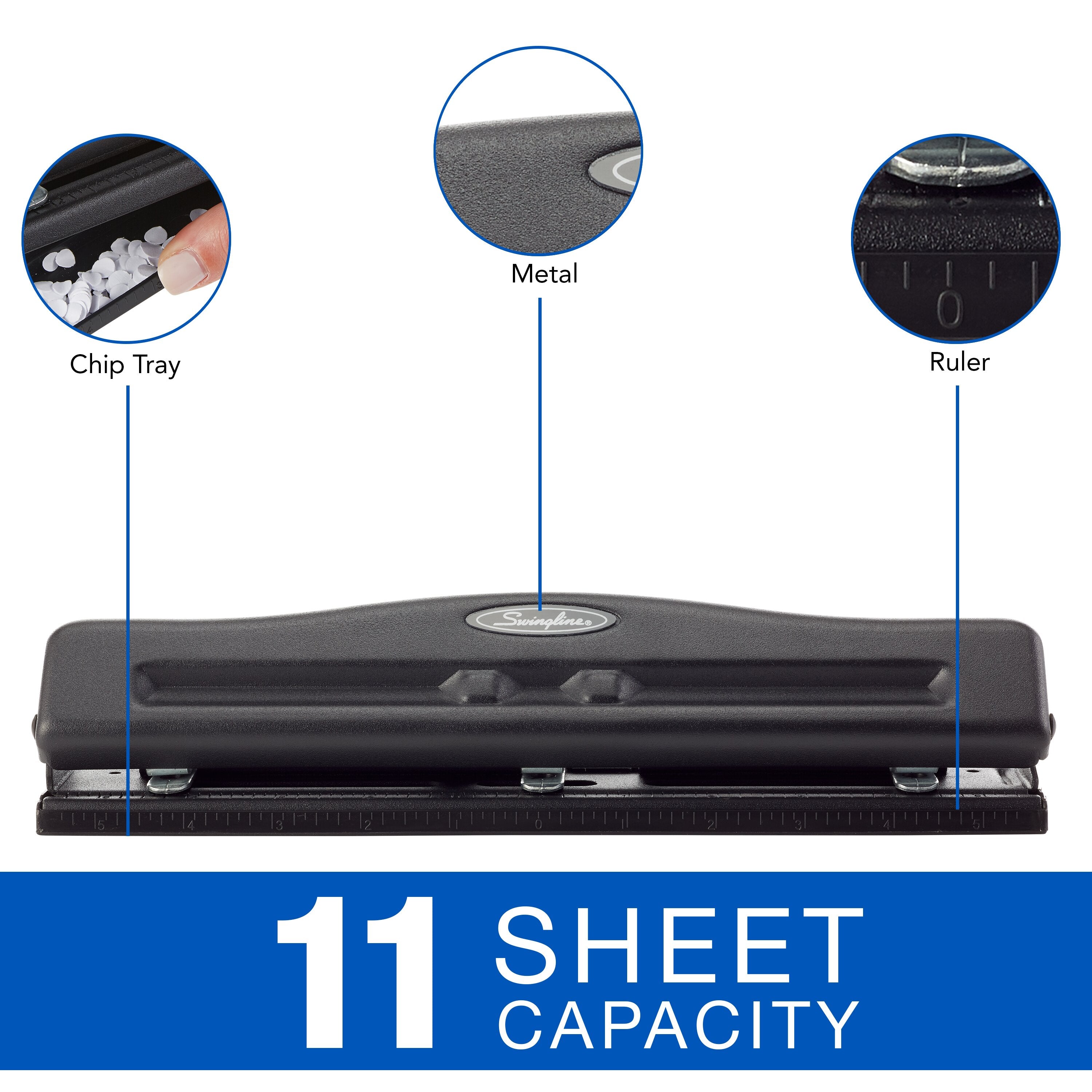 Swingline® Commercial Desktop Punch, Model 2-3H-AC, 11 Sheets