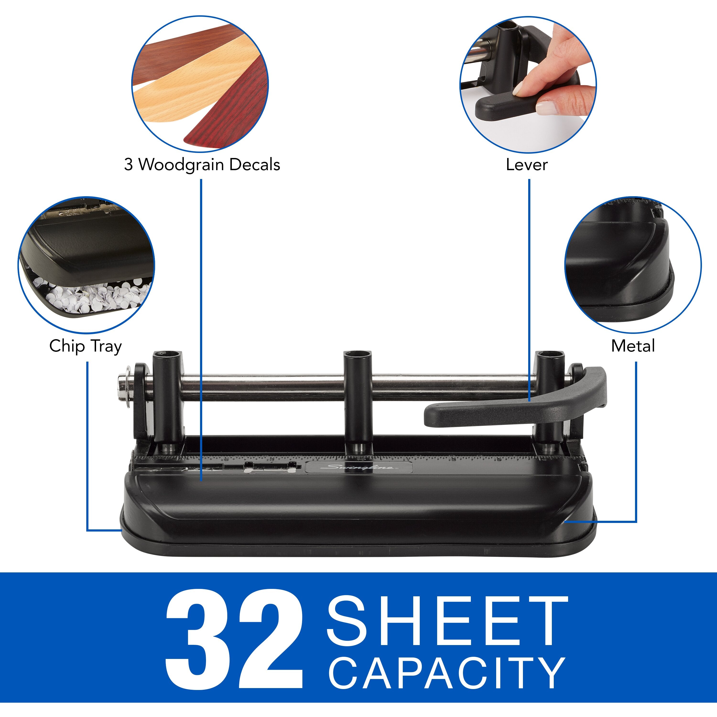 Swingline® Heavy Duty Punch 32 Sheets, 2-7 Holes, Adjustable Centers