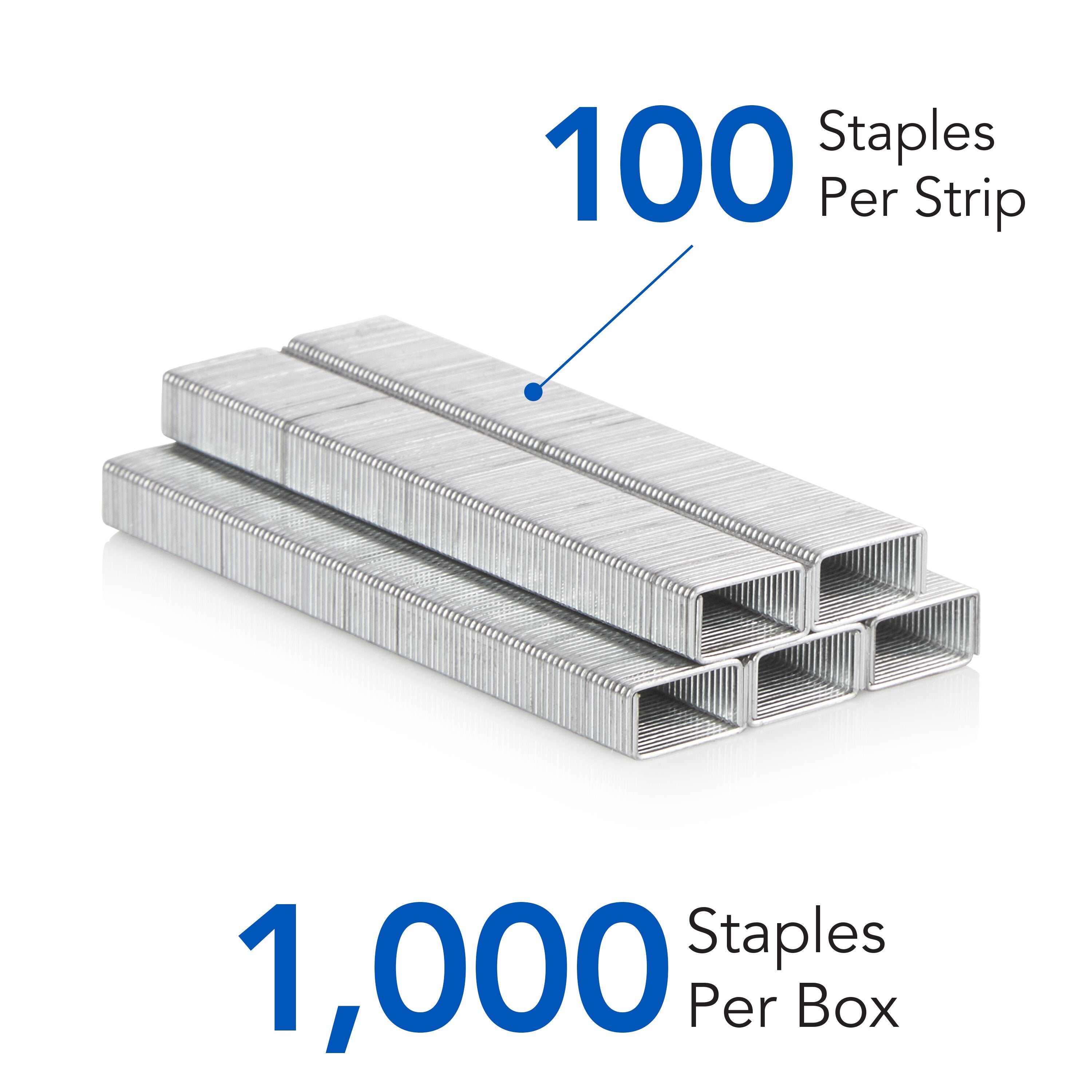 Swingline® Heavy Duty Staples, 1/4" Leg, 100 Per Strip, 1,000/Box