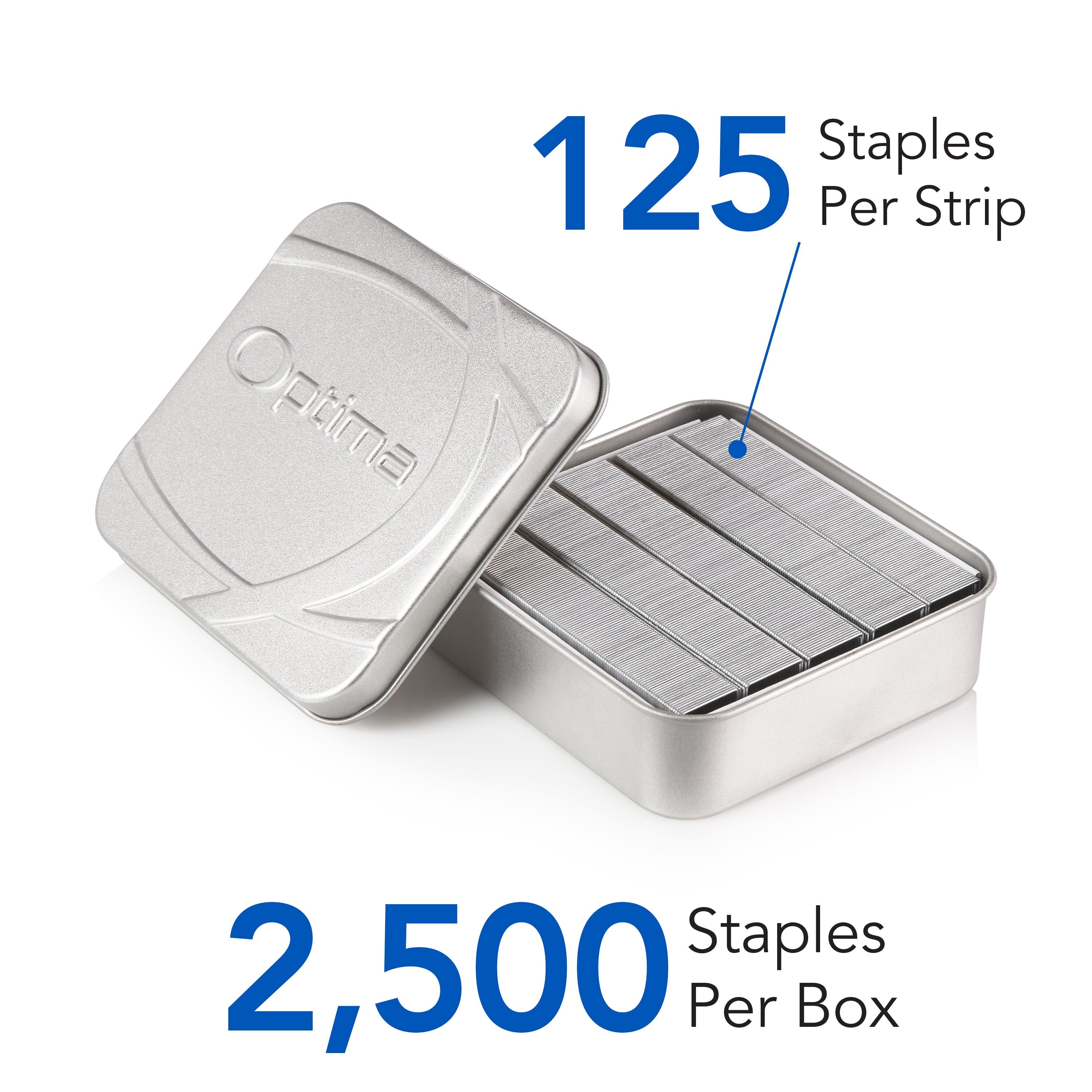 Swingline® Optima® High Capacity Staples, 3/8" Leg, 125/Strip, 2,500/Box